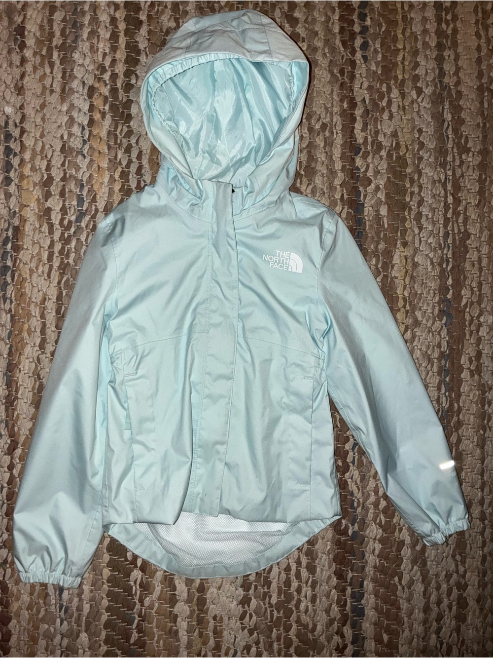 The North Face Mint Green Hooded Kids Rain Jacket